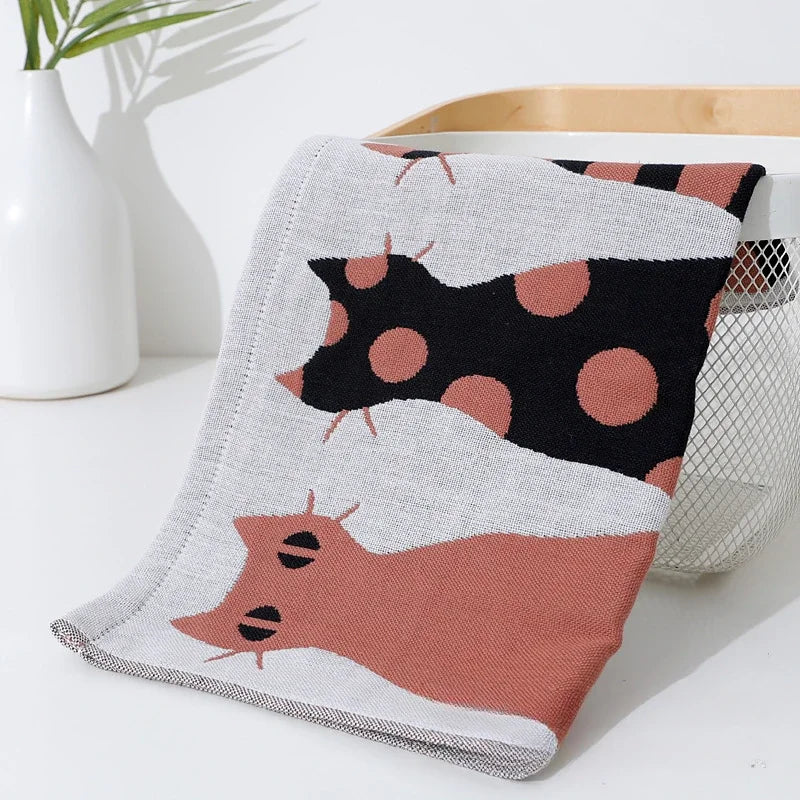 1PC 34*40cm Three-layer Soft Baby Cotton Bath Towel Fabric Jacquard Cartoon Cat Bear Hanging Towels Square Face Hand Gauze Towel
