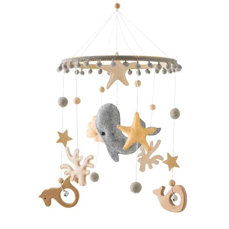 Baby Rattle Toy Bed Bell Bracket Wooden Mobile 0-12 Months Newborn Crochet Bed Bell Hanging Toys Holder Bracket Infant Crib Gift