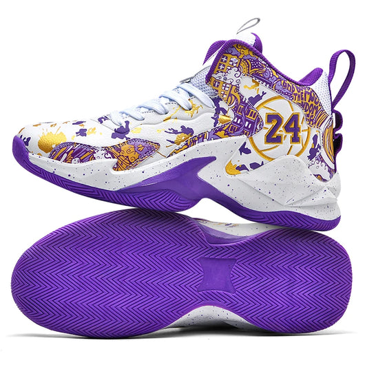 Basketball Shoes No-Slip Breathable Outdoor Shoes Fashion Graffiti Training Shoes