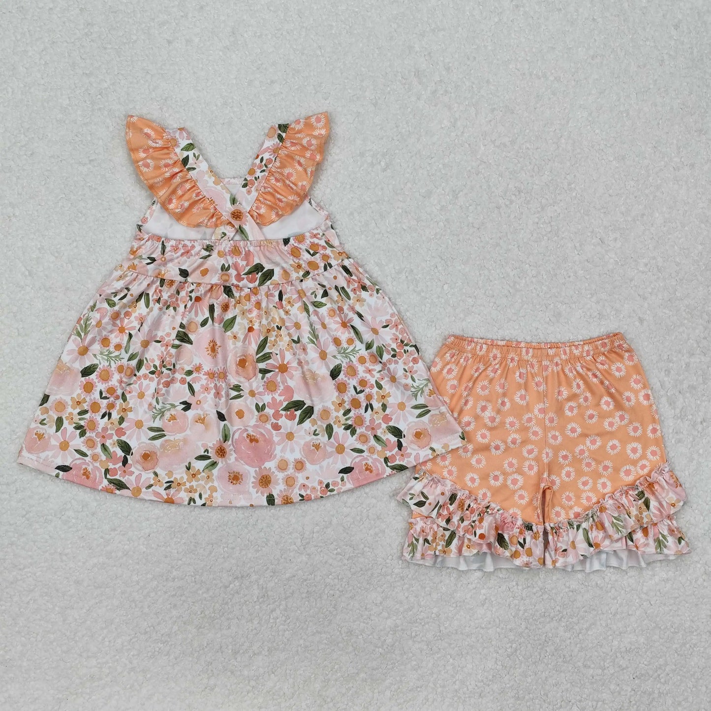 3.6 yan New rts baby girl summer suit wholesale boutique floral leaf bow pattern pink short sleeve shorts pajamas girls set