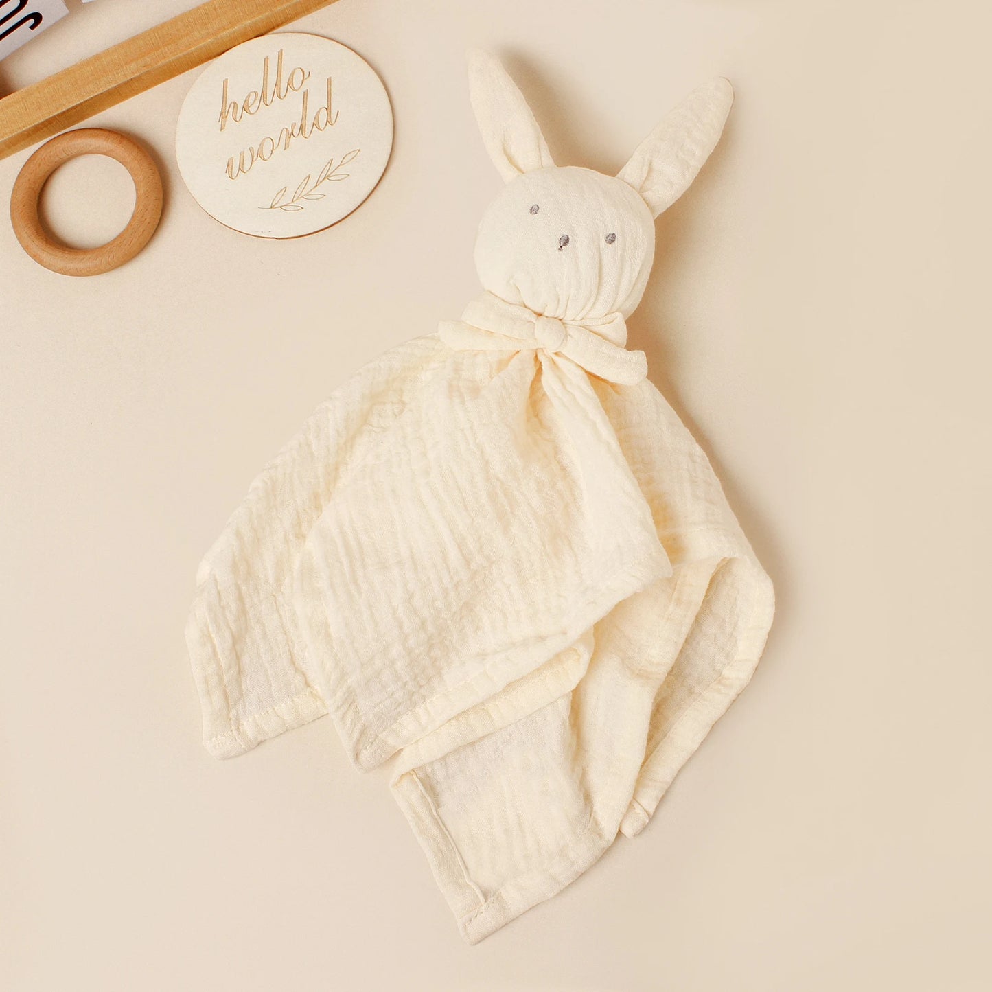 Baby  Rabbit Square Comforter Towel Elegant Bow Decor Rabbit Square Blanket For Kids Cute Embroidery Infant Saliva Towel
