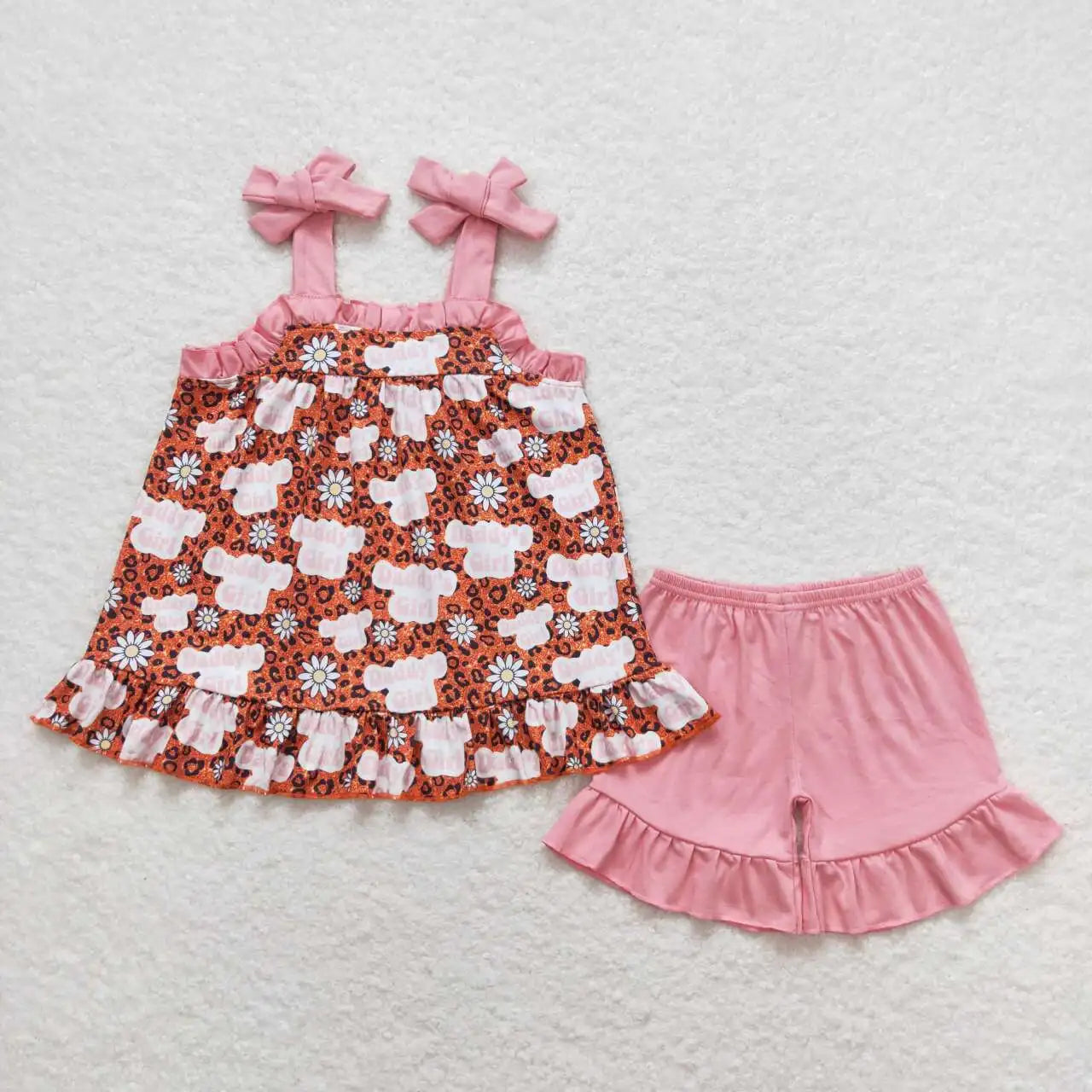3.20 y NEW stock Baby Girls Summer Clothing Wholesale Boutique Embroidery MAMA'S GIRL Flower Pattern Pink Shorts set