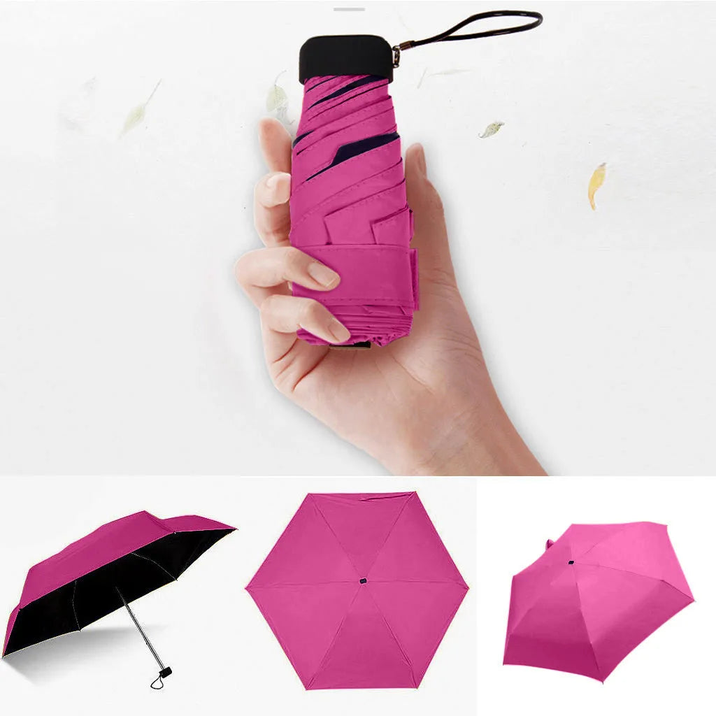 Mini Sun Umbrella Small Pocket Rain Travel Umbrella Vinyl Folding Umbrella UV Protection Sun Shade Pocket Parasol Capsule