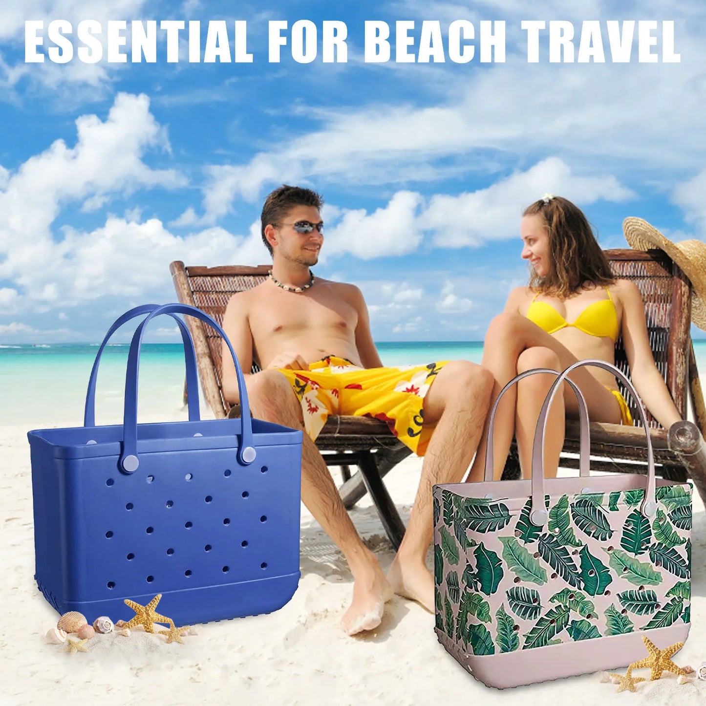 Rubber Beach Bags Waterproof Sandproof Outdoor EVA Portable Travel Bags Washable Tote Bag For Beach,Sports,Market