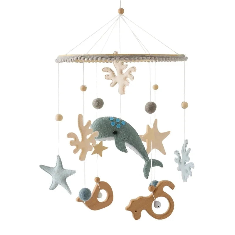 Baby Rattle Toy Bed Bell Bracket Wooden Mobile 0-12 Months Newborn Crochet Bed Bell Hanging Toys Holder Bracket Infant Crib Gift