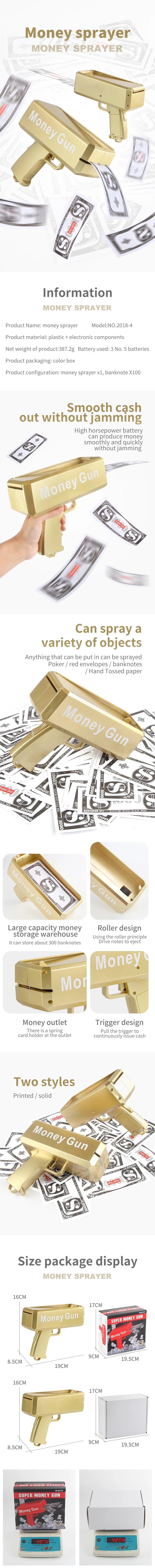 Shoot Money Gun Toy Party Banknote Shoot Pistol Paper Money Shooter Throwing Machine Funny Game Fashion Gift Party Supply Toys
