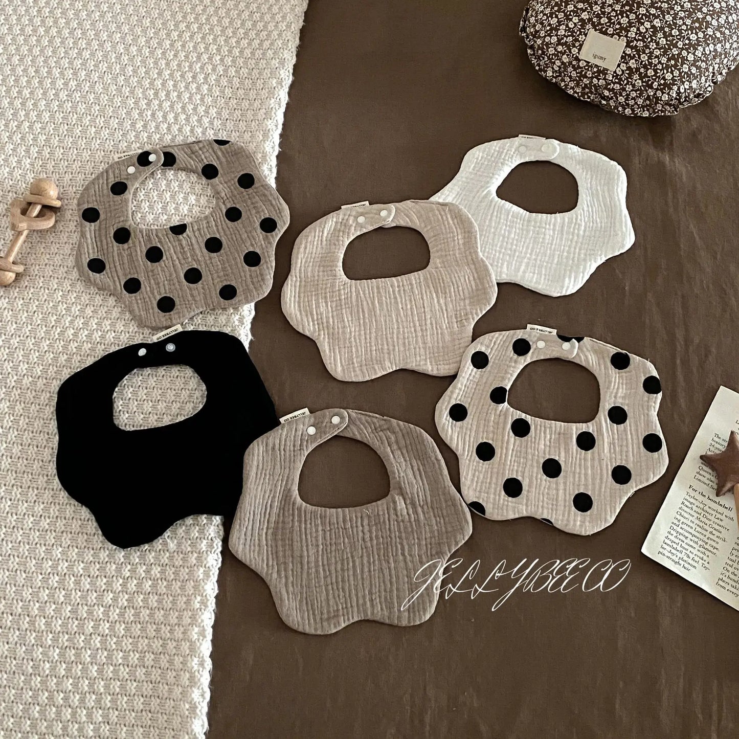 Polka Dot Flower Baby Bib Cotton Newborn Spit Up Burp Cloth Feeding Cover Washable Soft Absorbent Infant Accessories