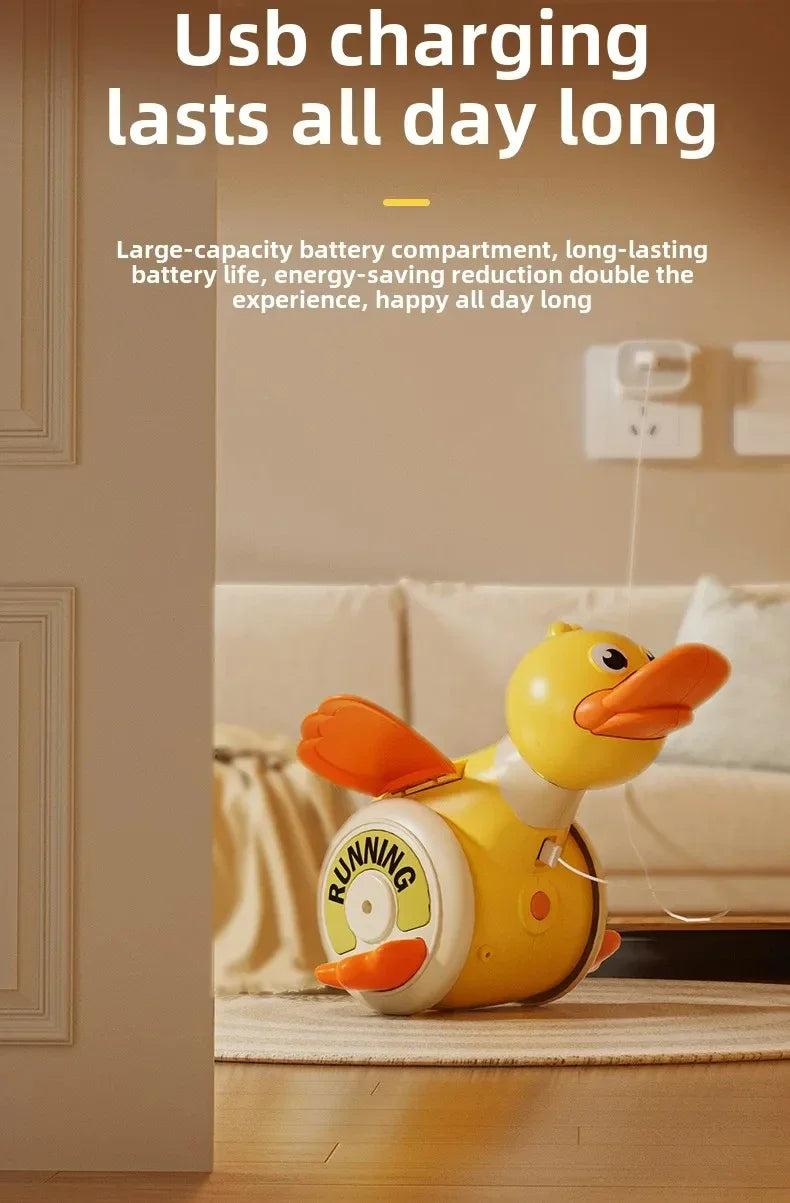 a Rotating Duck Baby Toy Infant Sensory Crawling Dancing Runing Duck Tummy Time Toys For Babies Boy Girl Learning Walking Gifts