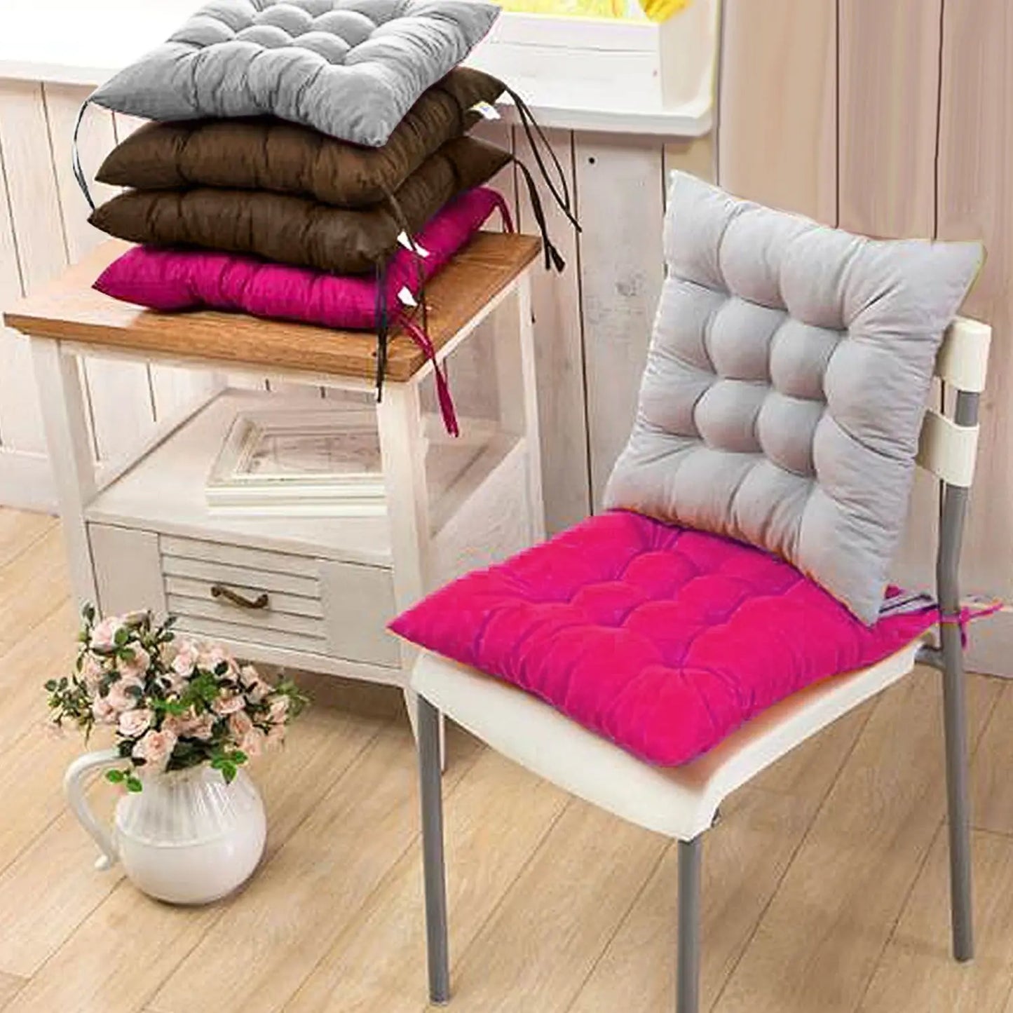 4Pcs Chair Cushion Pads Pillow Soft Tie On Square Sitting Mats For Home Office Car Sitting Travel