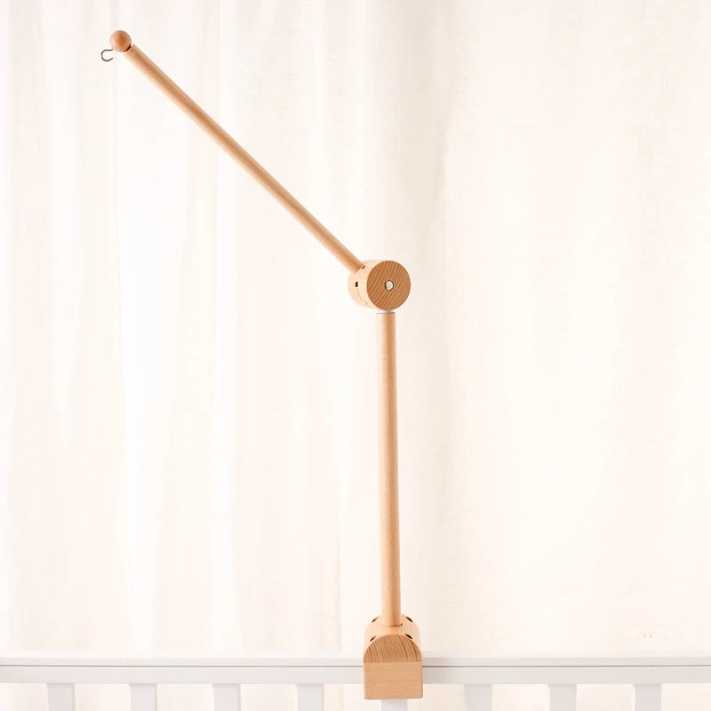 Baby Wooden Bed Bell Bend Bracket Mobile Hanging Rattles Toys Newborn Music Box Holder Bracket Infant Crib Toy Arm Bracket Gifts