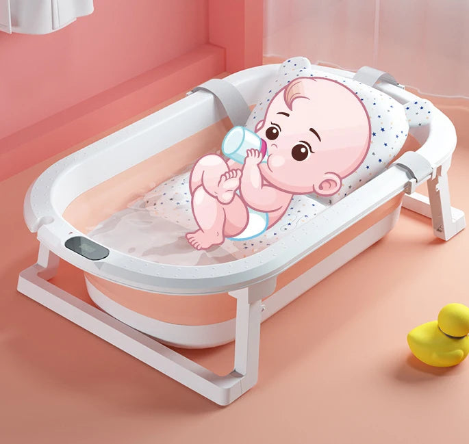 Foldable Baby Bathtub Multifunctional Newborn Bathtub Portable Travel Baby Tub Pillow Infant Anti-Slip Soft Comfort Body Cushion
