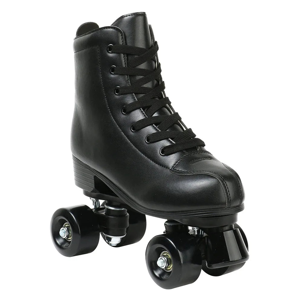 PU Leather Roller Skates Skating Shoes Sliding Inline Quad Skates Sneakers Training Europe Size 4 Wheels Flash Roller Skate