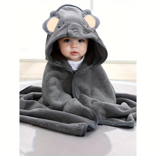 Baby Comfy Hooded Quick Drying Bath Towel For Bathroom Beach, Cute Cartoon Cloak For 0-3 Years Old, Ultra-Soft, Super Absorbent