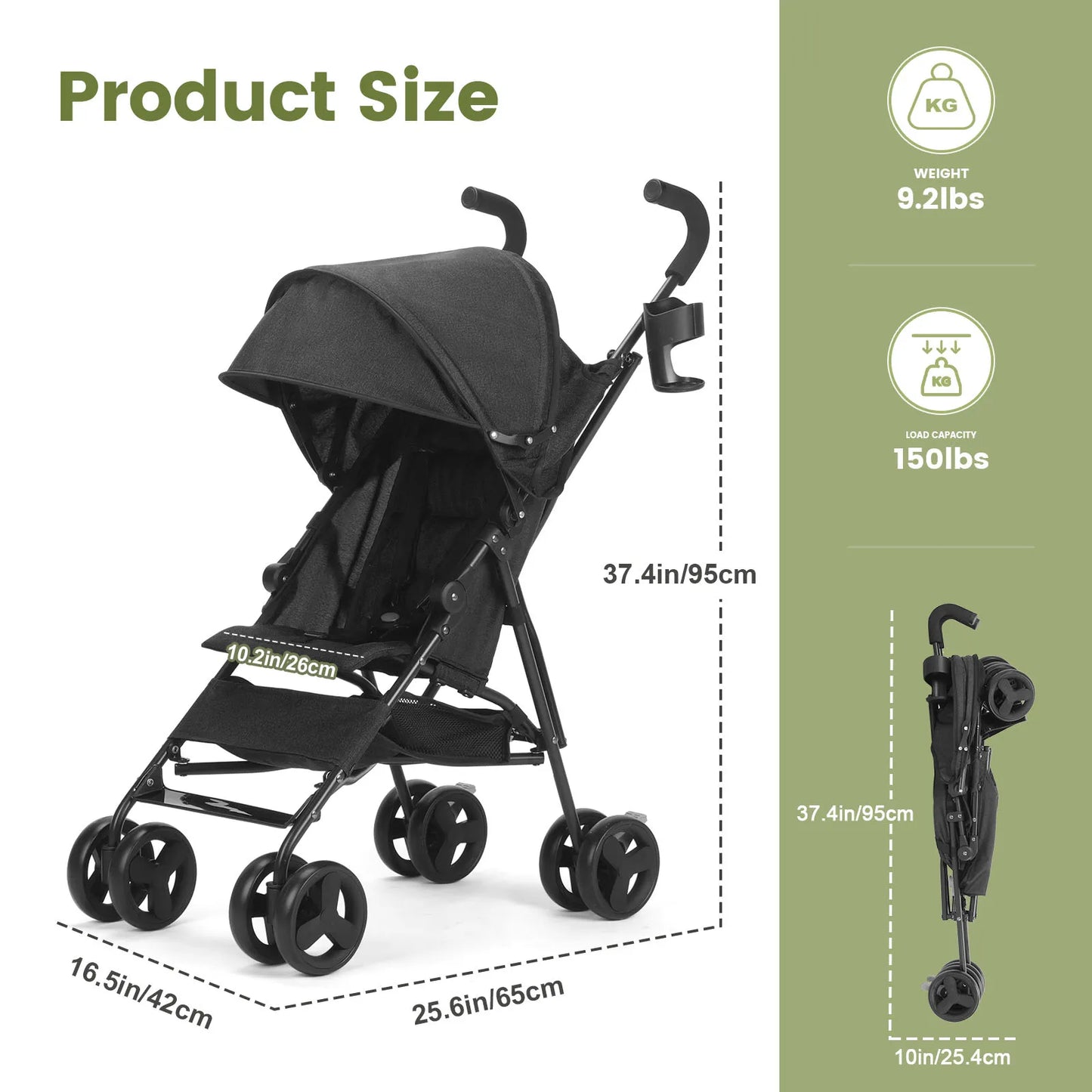 Children's Stroller Can Sit or Lie Down Lightweight Folding High Landscape Four-wheeled Pocket Stroller