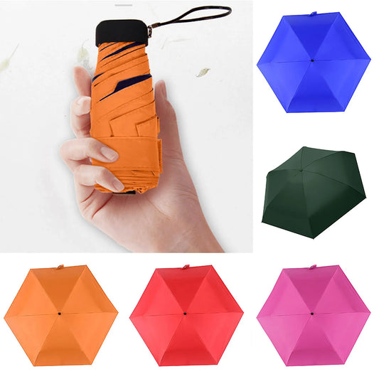 Mini Sun Umbrella Small Pocket Rain Travel Umbrella Vinyl Folding Umbrella UV Protection Sun Shade Pocket Parasol Capsule