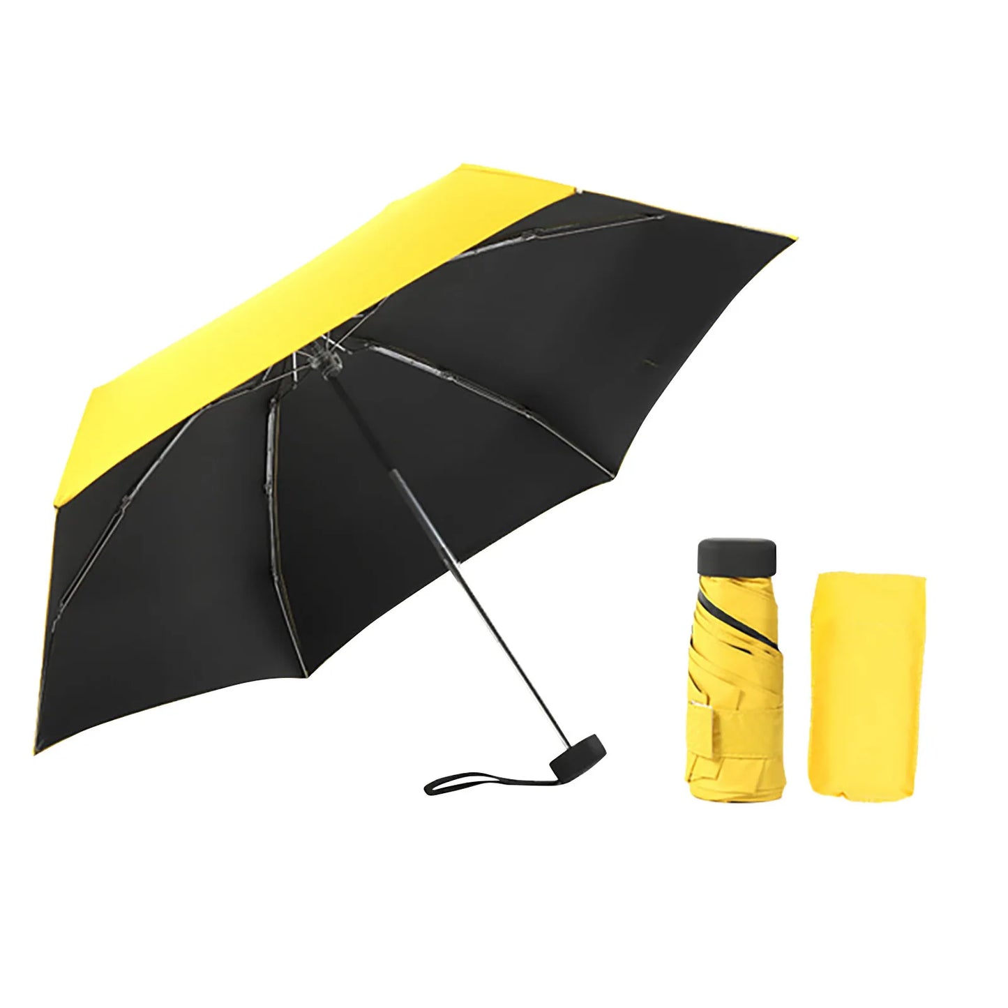 Mini Sun Umbrella Small Pocket Rain Travel Umbrella Vinyl Folding Umbrella UV Protection Sun Shade Pocket Parasol Capsule