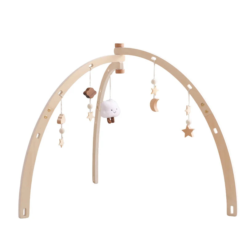 Baby Wooden Gym Frame Rocket Model Newborn Play Gym Activity Celestial Hanging Pendant Rattle For Baby Education Montessori Toys