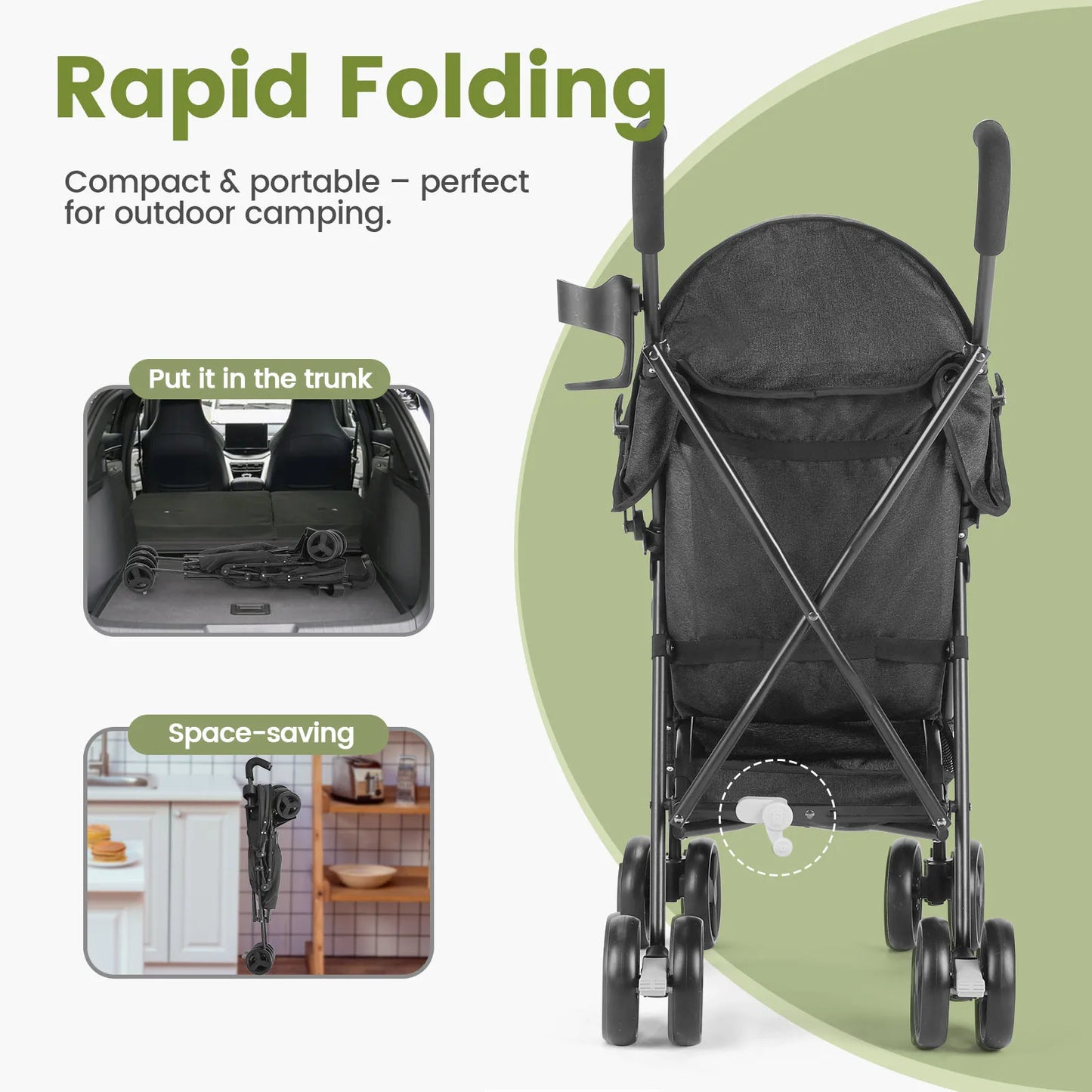 Children's Stroller Can Sit or Lie Down Lightweight Folding High Landscape Four-wheeled Pocket Stroller