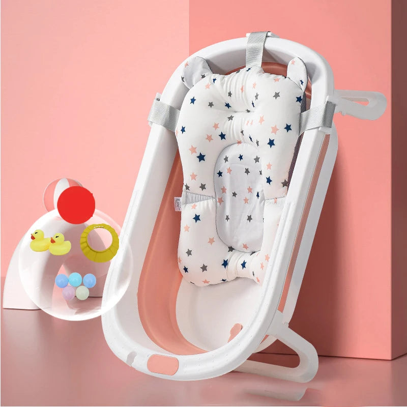 Foldable Baby Bathtub Multifunctional Newborn Bathtub Portable Travel Baby Tub Pillow Infant Anti-Slip Soft Comfort Body Cushion