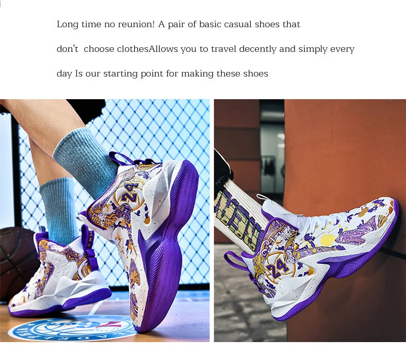 Basketball Shoes No-Slip Breathable Outdoor Shoes Fashion Graffiti Training Shoes
