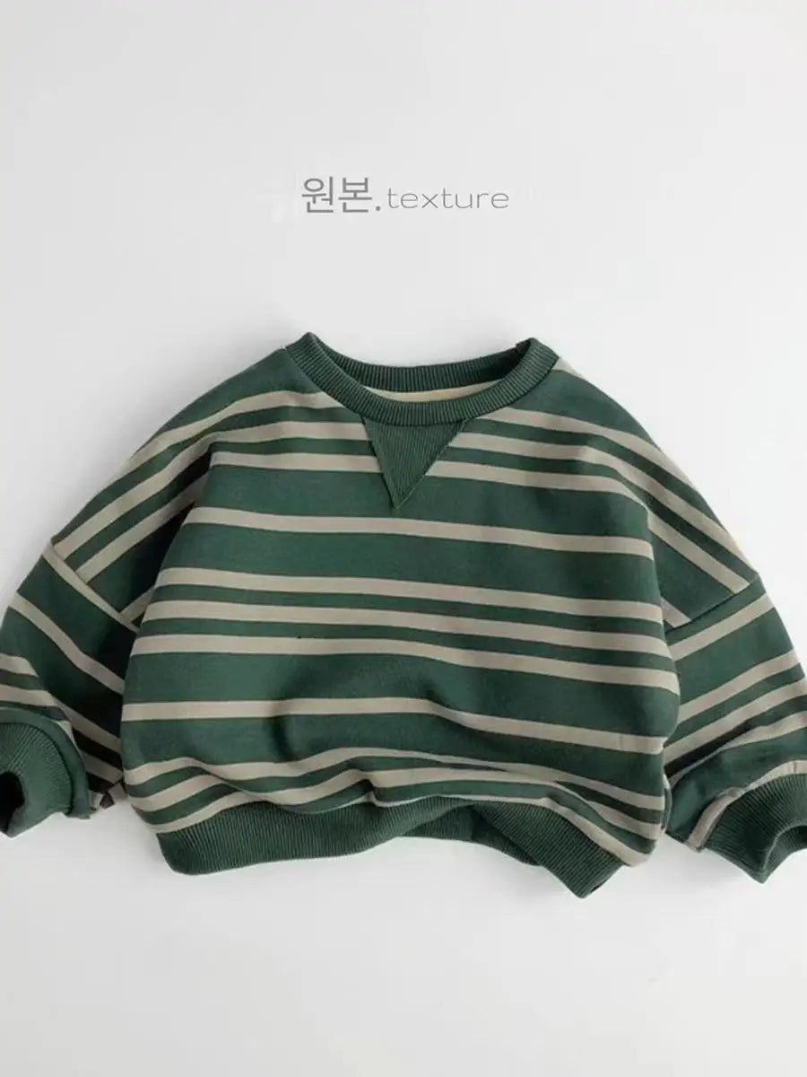 Autumn New Children Casual Striped Sweatshirt Baby Long Sleeve O-neck Tops Boys Girls Loose Sweatshirt Kids Pullover Clothes