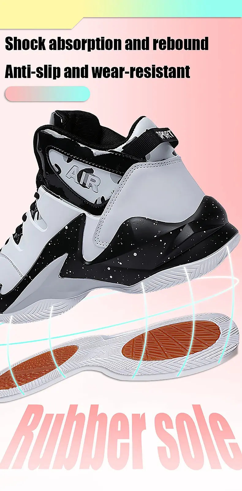 Men's  basketball shoes, breathable and non slip outdoor sports shoes, walking and running basketball shoes