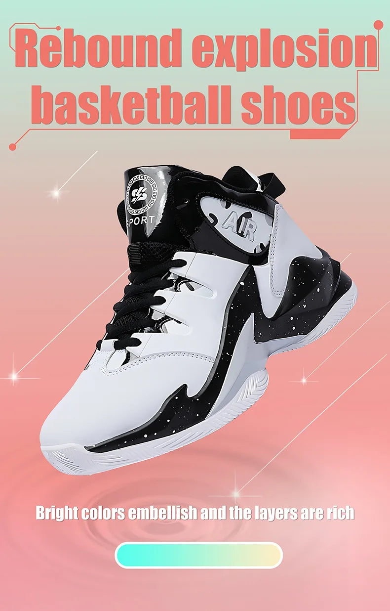 Men's  basketball shoes, breathable and non slip outdoor sports shoes, walking and running basketball shoes