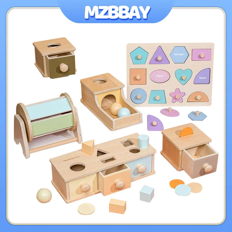 Montessori Wooden Multifunction Toys Box Children Puzzle Sensory Logic Thinking Game Box Toys Children Early Education Toys Gift