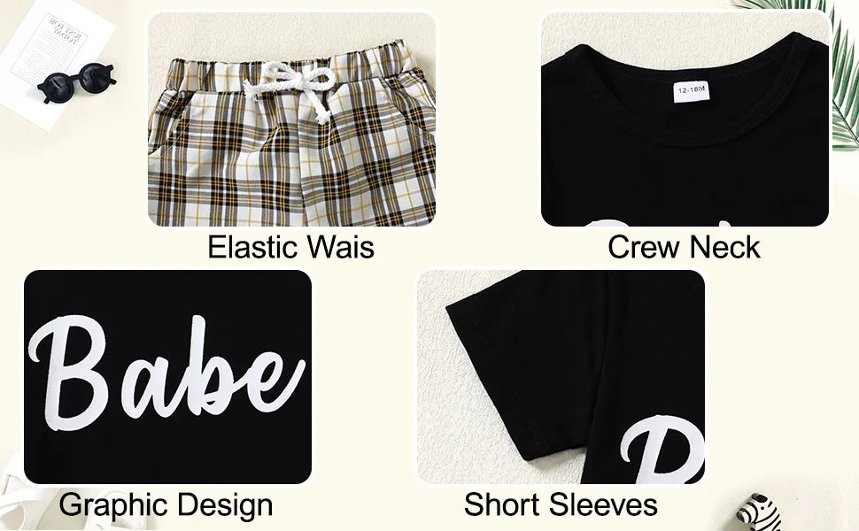 Toddler Boy Outfits 12M-5T Toddler Summer Short Sleeve T+Shorts 2 Sets Baby Boys Clothes