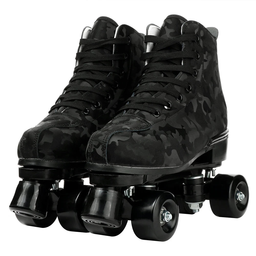 Outdoor Roller Skates Sports Double Row Skates Quad 4 Wheels Skating   Flashing Roller Skates Shoes for Youth Boys Girls