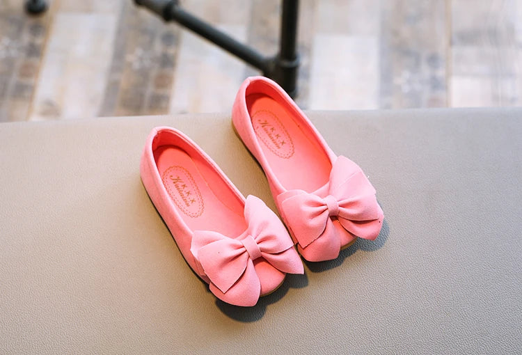 2024 New Fashion Girls Shoes PU Leather With Big Bowtie Candy Color Children Sandals Slip-on Kids Casual Shoes 21-36 Soft Hot