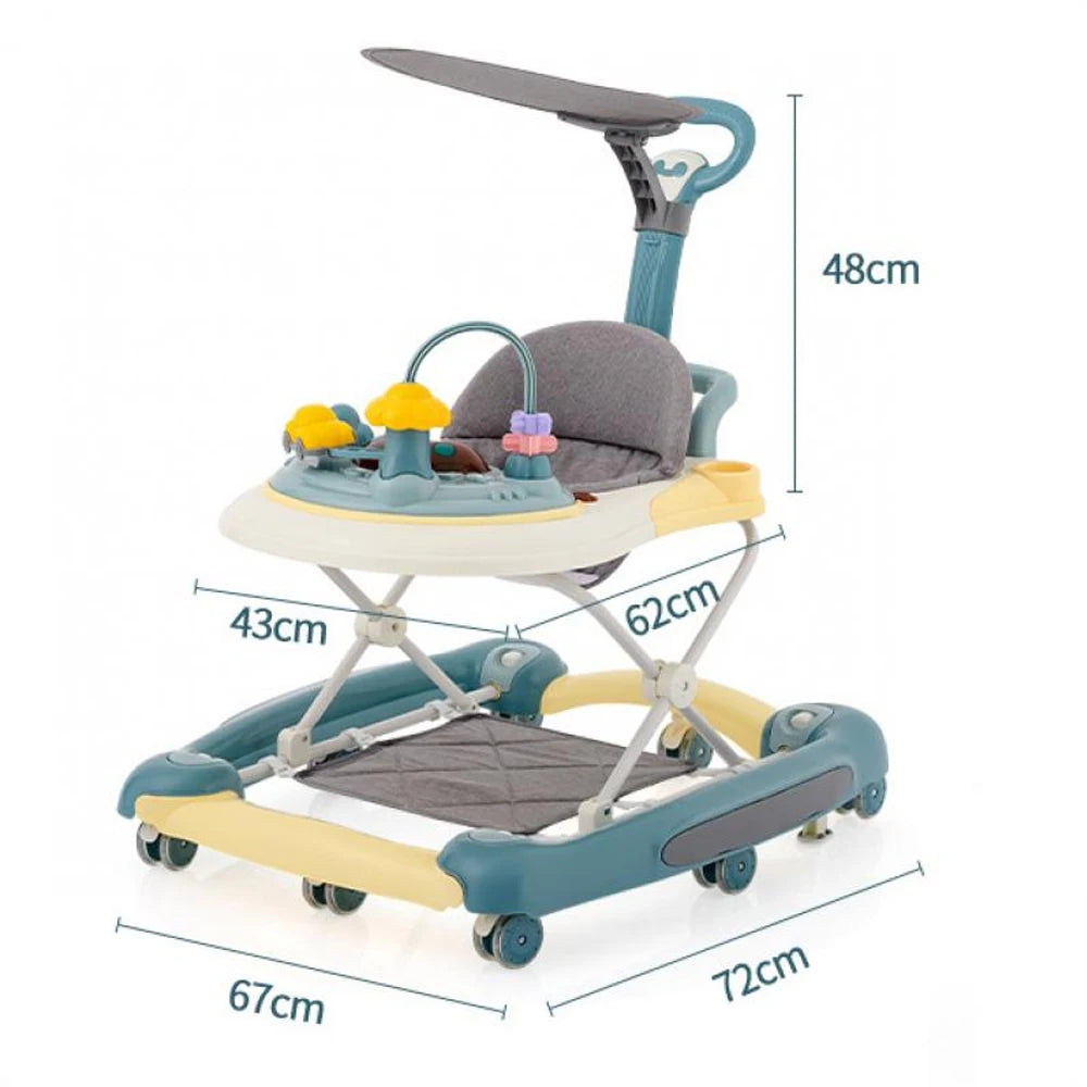 Foldable Baby Walkers With Universal Wheel Multifunction Anti-Roll Anti O-Leg Walker Handcart Learning Start Walker