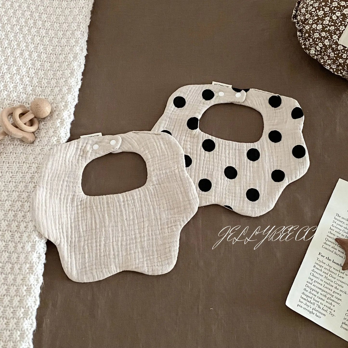 Polka Dot Flower Baby Bib Cotton Newborn Spit Up Burp Cloth Feeding Cover Washable Soft Absorbent Infant Accessories