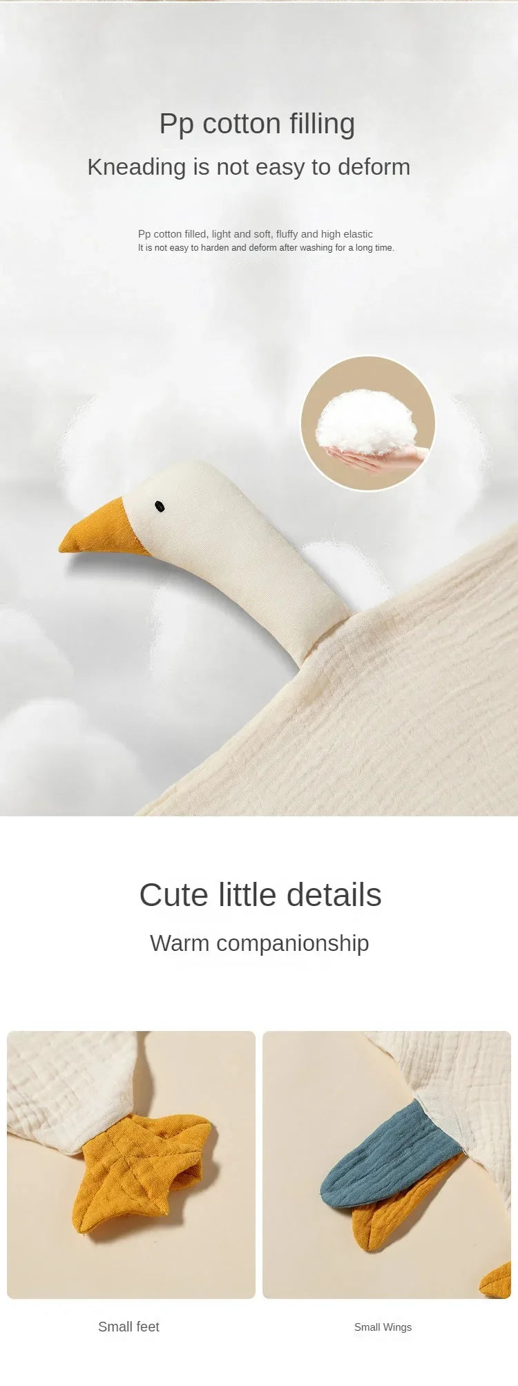 Pure Cotton Muslin Baby Bib Cute Goose Sleeping Dolls Newborn Saliva Towel Soothe Appease Towel Toddlers Burp Cloth Handkerchief