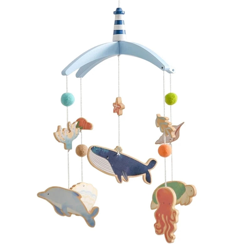 Baby Rattle Toy Bed Bell Bracket Wooden Mobile 0-12 Months Newborn Crochet Bed Bell Hanging Toys Holder Bracket Infant Crib Gift