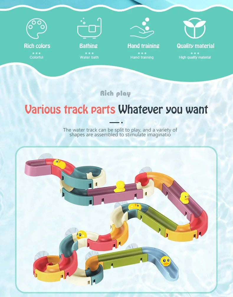 Children DIY Assembling Track Slide Suction Cup Toys Children Bath Tub Shower Wall  Delight Game Assembling Track Suction Toys