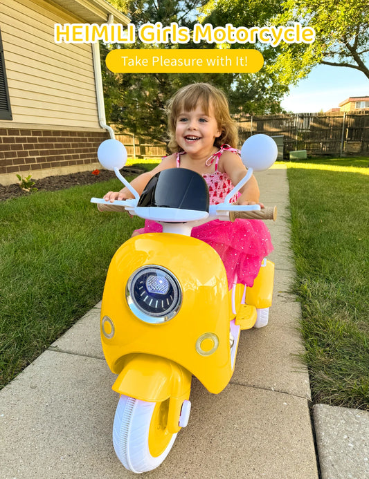 Girls Electric Motorcycle,Kids Electric Motorcycle,3- Wheel 12V Ride On Scooter for Kids , Motorcycle for Boys&Girls
