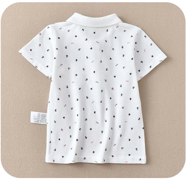 Children's short-sleeve Polo Shirts Boys and Girls 2025 Summer t-shirts 100% Cotton White School Tops 2T-16T Performance costume