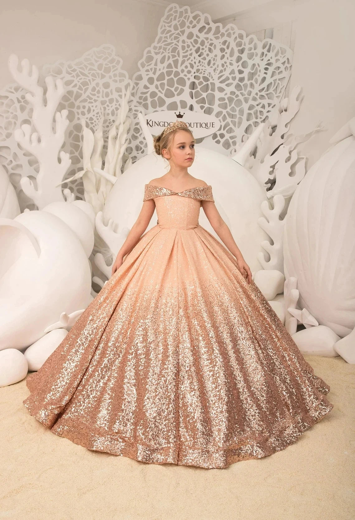 Luxury Formal Evening Dresses for Flower Girl Dress Kids  Birthday Party Elegant Sequins Gown Fluffy Long Pageant Prom Ball Gown