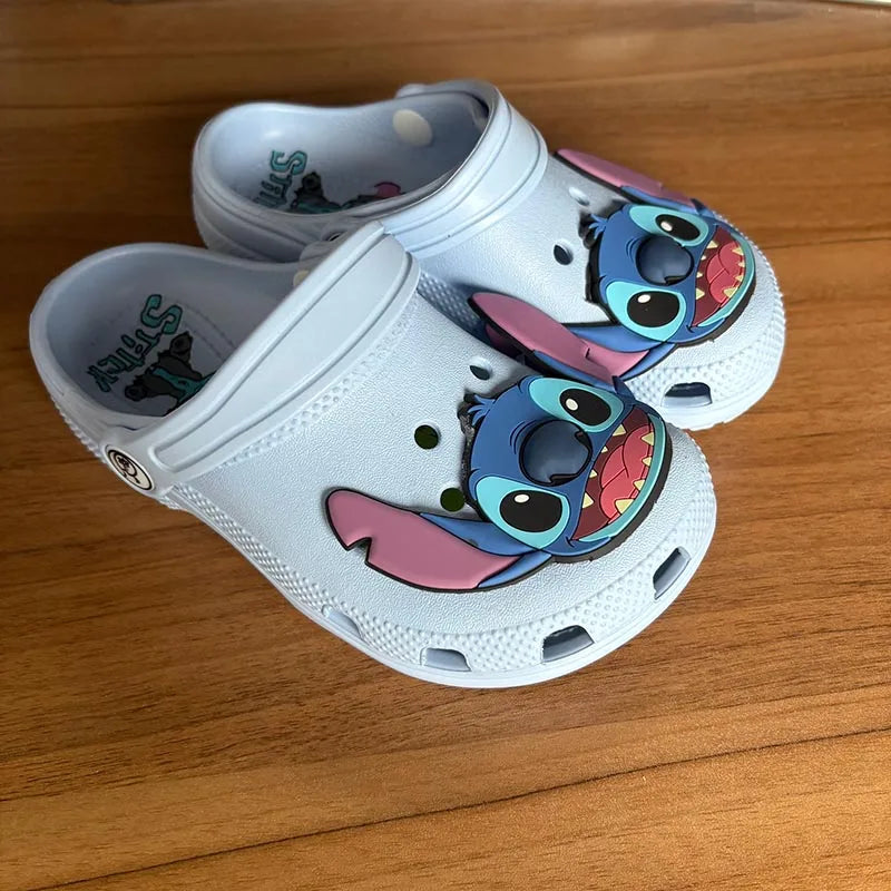 Stitch Cartoon Anime Solid Waterproof Slippers Outdoor Sandals Stitch Casual Breathable Ankle-Wrap For Kids Shoes Gift