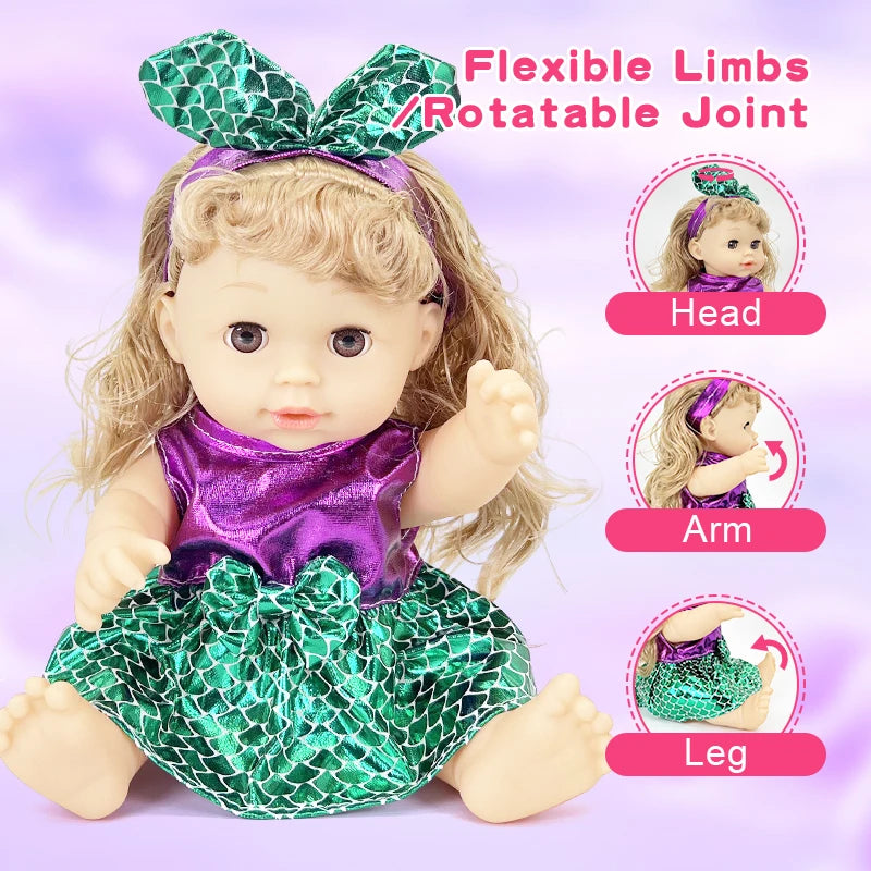 12 inch Blinkable Baby Doll Vinyl Doll Silicone Doll Baby Reborn Doll Full Body Soft Children's Toy Birthday Gift Girl Gift