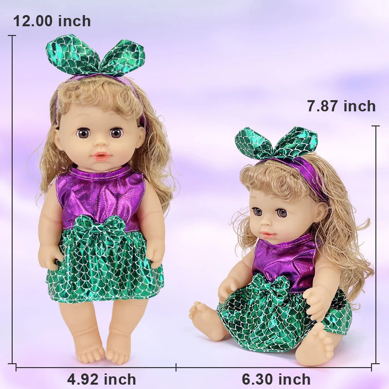 12 inch Blinkable Baby Doll Vinyl Doll Silicone Doll Baby Reborn Doll Full Body Soft Children's Toy Birthday Gift Girl Gift