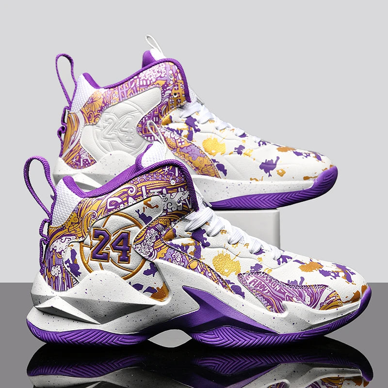 Basketball Shoes No-Slip Breathable Outdoor Shoes Fashion Graffiti Training Shoes