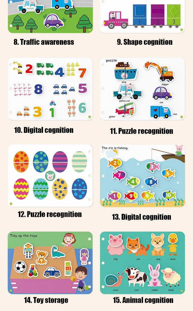 Montessori Paste Quiet Book Children Toy Paste My First Busy Kids Book Animal Number Matching Puzzle Game Educational Toy libros
