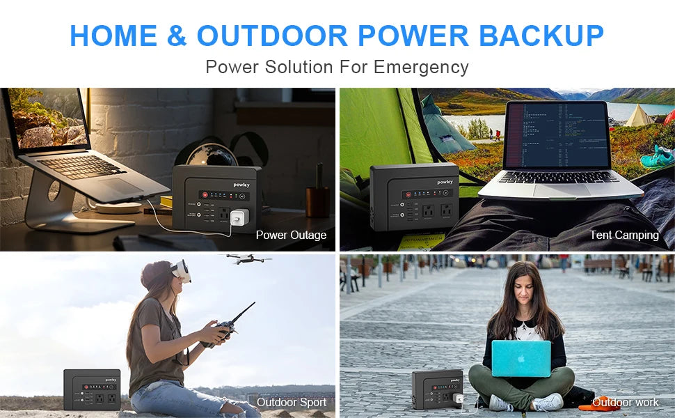 Powkey Portable Power Station 200W, 146Wh Portable Solar Generator Battery Backup Power Supply for Camping Travel Outdoor Home