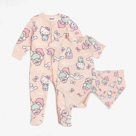 3Pcs 0-12M Newborn Clothes Baby Gifts Cute Hello kitty My melody Minnie Mouse Printed Rompers Spring Summer Infant Jumpsuits