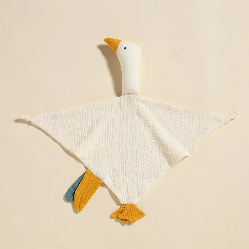 Pure Cotton Muslin Baby Bib Cute Goose Sleeping Dolls Newborn Saliva Towel Soothe Appease Towel Toddlers Burp Cloth Handkerchief