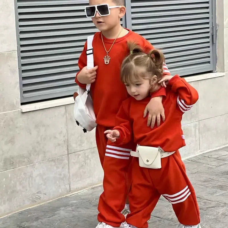 Toddler Children's Clothing Hooded Pants Set Boys and Girls Baby Clothing Sweatshirt Children's Fashion Pullover Set 2024