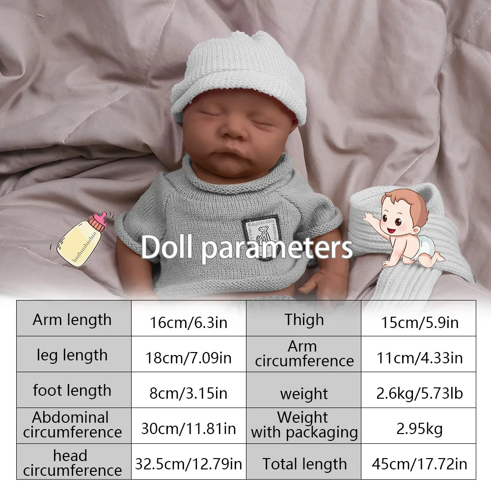 17.72 inch full body soft silicone boy reincarnation doll washable, with realistic baby touch design toy | Gift 🎁| collect
