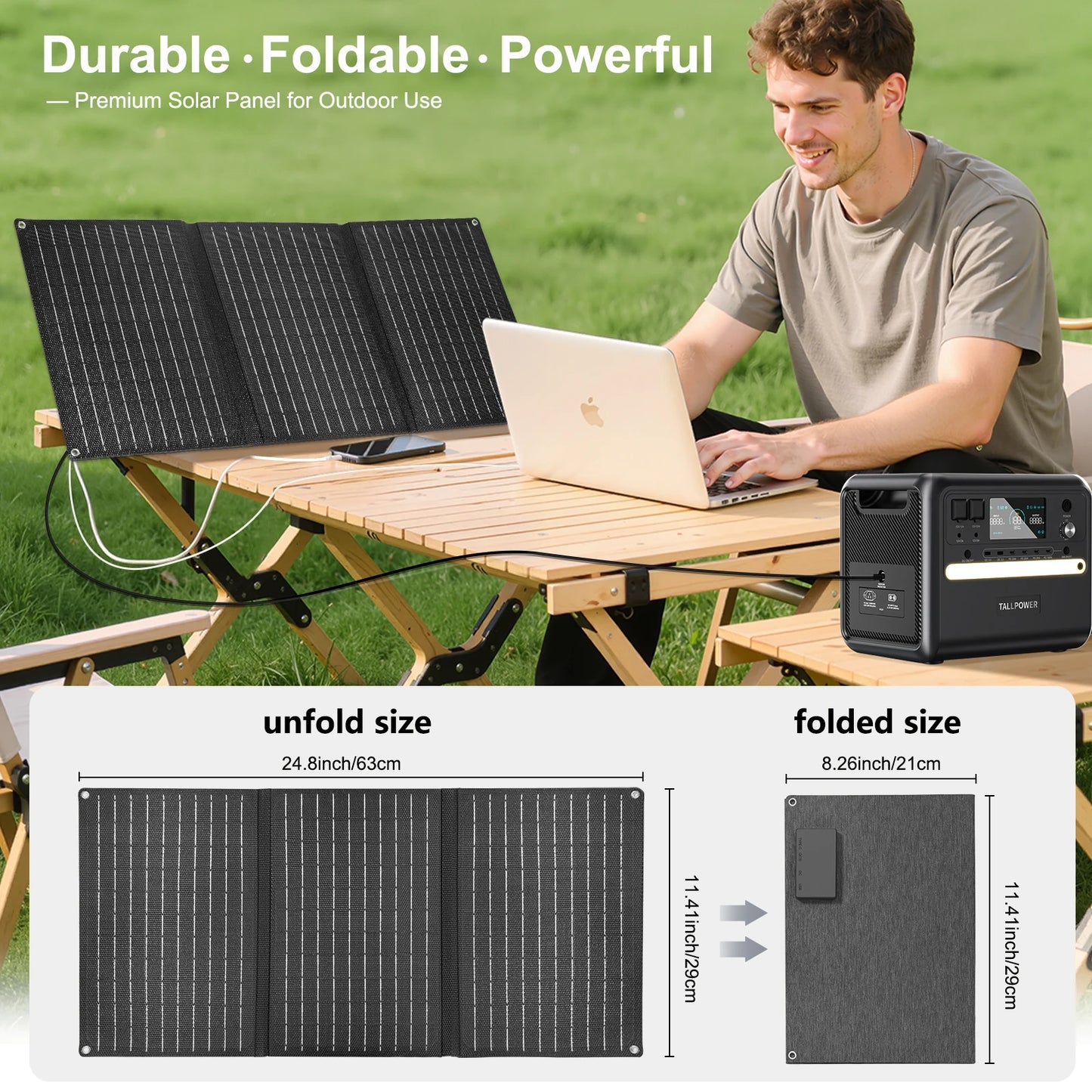 30w 40w Portable Solar Panel 18V Camping Foldable Flexible Monocrystalline Solar Cell Charger for House Camper Travel